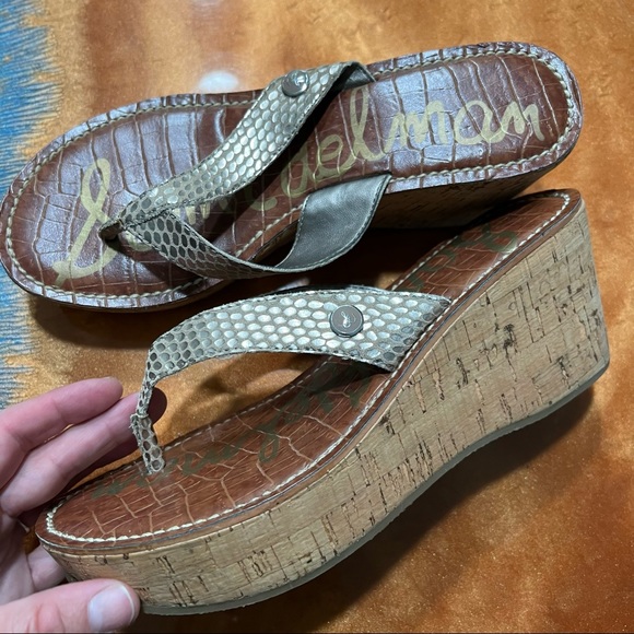Sam Edelman Romy Platform Cork Wedge Flip Flop Sandals - Picture 1 of 9